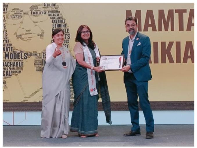  भारती फाउंडेशन की सीईओ सुश्री ममता सैकिया को सम्मानित किया गया।