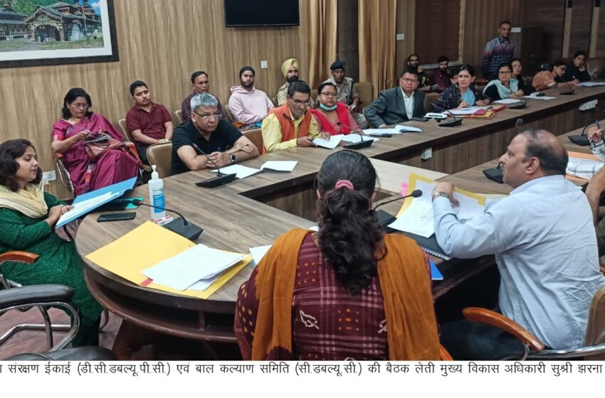  मुख्य विकास अधिकारी सुश्री झरना कमठान ने  जिला बाल संरक्षण ईकाई (डी.सी.डबल्यू.पी.सी.) एवं बाल कल्याण समिति (सी.डबल्यू.सी.) की बैठक ली।