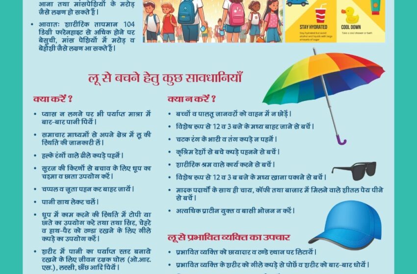  जिलाधिकारी श्रीमती सोनिका ने लू से बचाव हेतु त्वरित प्रतिवादन, सूचनाओं के आदान- प्रदान एवं आम जनमानस को जागरूक किये जाने आदेश दिए।