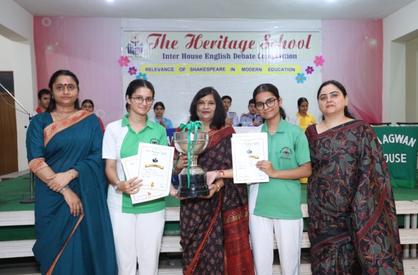  द हैरिटेज स्कूल के तत्वावधान में आयोजित अंर्तसदनीय अंग्रेजी वाद-विवाद प्रतियोगिता में सागवान सदन विजेता रहा।
