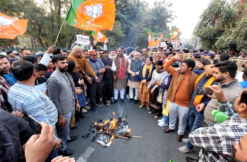  भारतीय जनता पार्टी महानगर अध्यक्ष सिद्धार्थ अग्रवाल के नेतृत्व में कांग्रेस के विपक्ष के नेता राहुल गांधी का पुतला दहन किया।