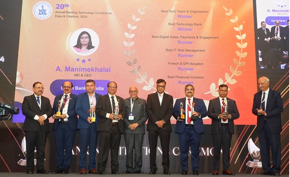  यूनियन बैंक ऑफ इंडिया को आईबीए बैंकिंग टेक्नॉलॉजी पुरस्कार 2024 के अंतर्गत किया गया सम्मानित।